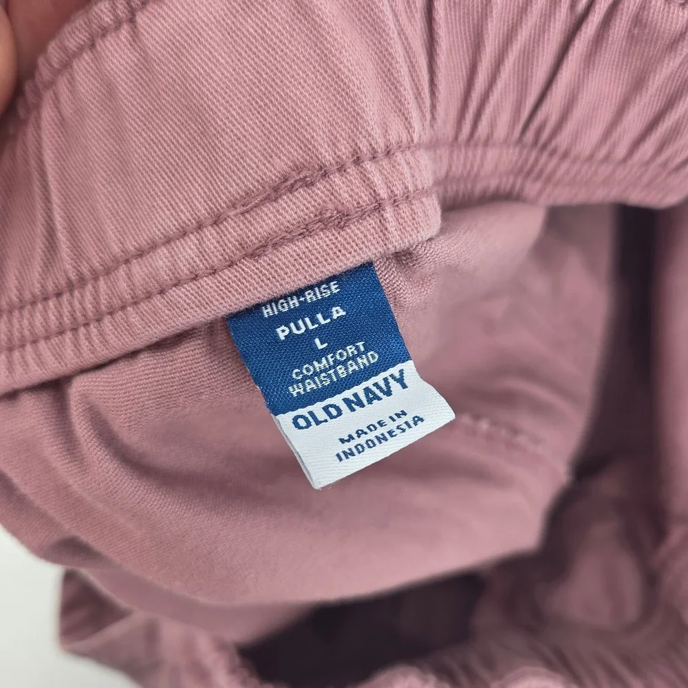 Old Navy Pull-On Utility Pants L Woodrose Pink High Rise Gorpcore Workwear Boho